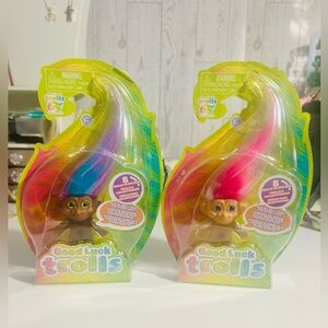 2 Good Luck Treasure Trolls w Gems by Dreamworks